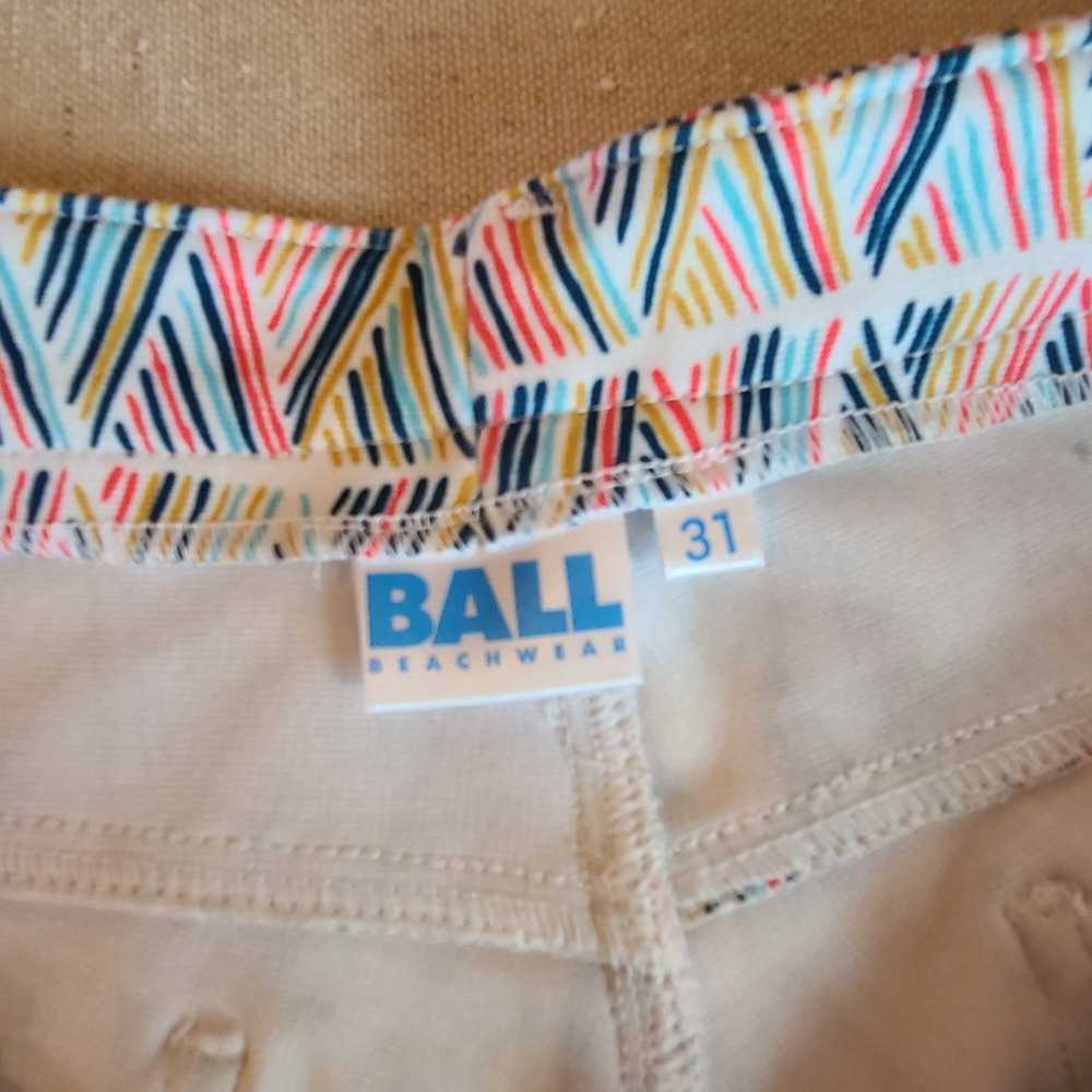Ball Beachwear Short Kirk 5" Vibrant Colorful Retro Resortwear Festive Size 31 - Picture 4 of 9